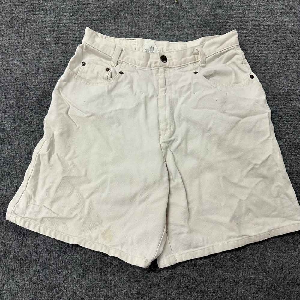 Merona Shorts Womens Size 9/10 White Canvas Cotton Vintage High Waist USA Made